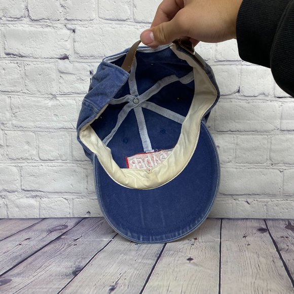 Vintage Hat Cap Strap Back Blue Auto Trader Embroidered Logo Adjustable 90s - Picture 7 of 9